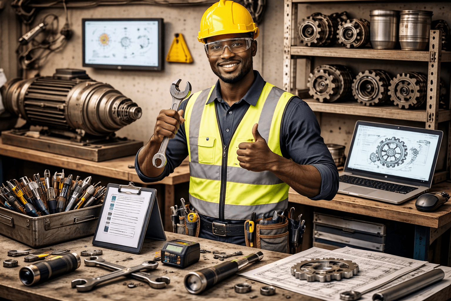 Engineer in a workshop ready to support industrial projects