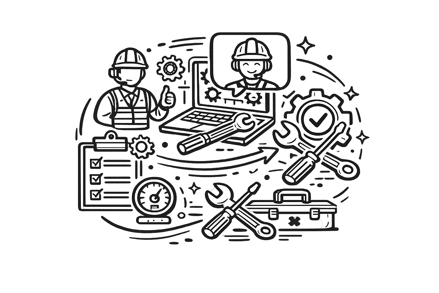 Maintenance and technical support service illustration